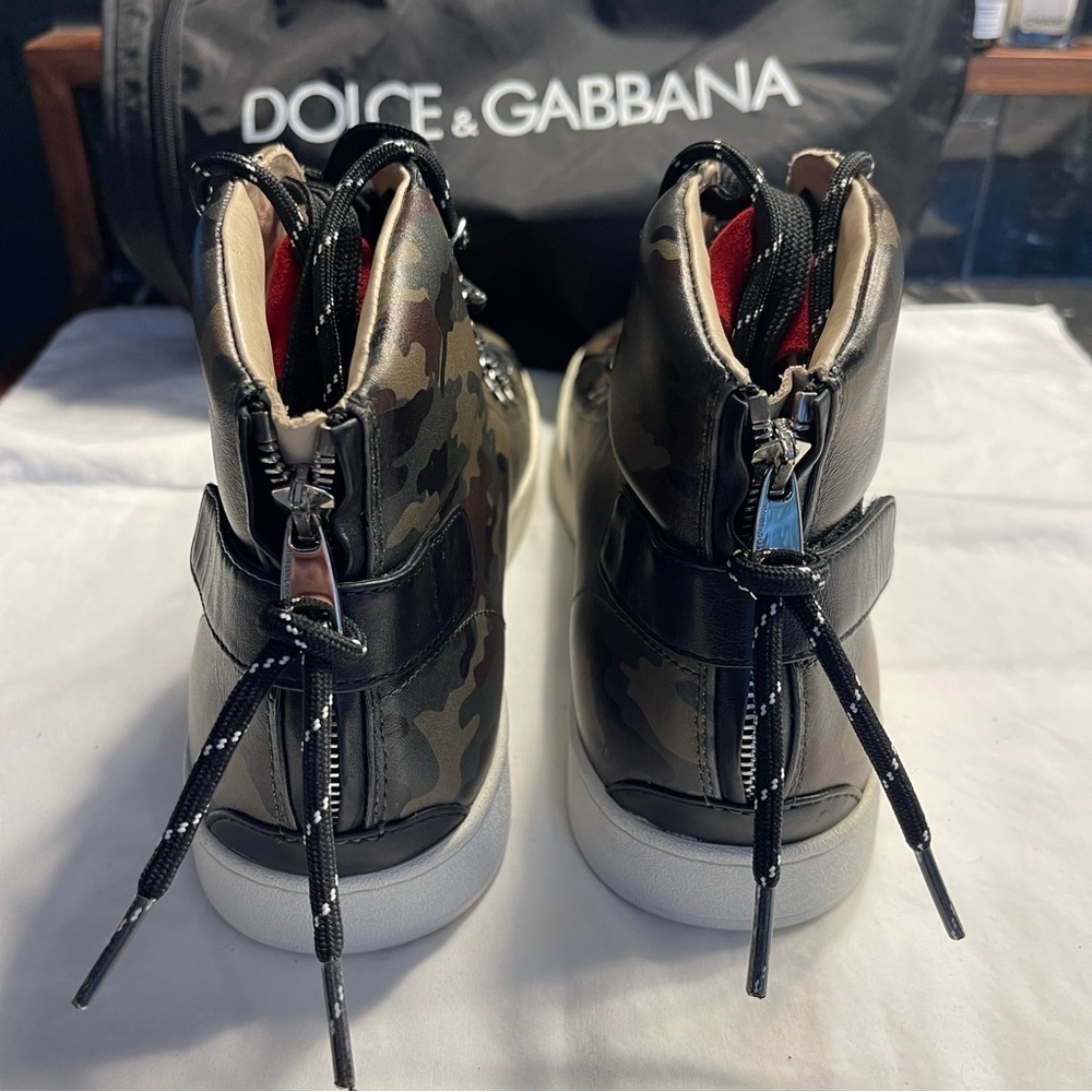 Dolce & Gabbana Men's Leather Camouflage Camo High-Top Sneakers NEW - Picture 4 of 10